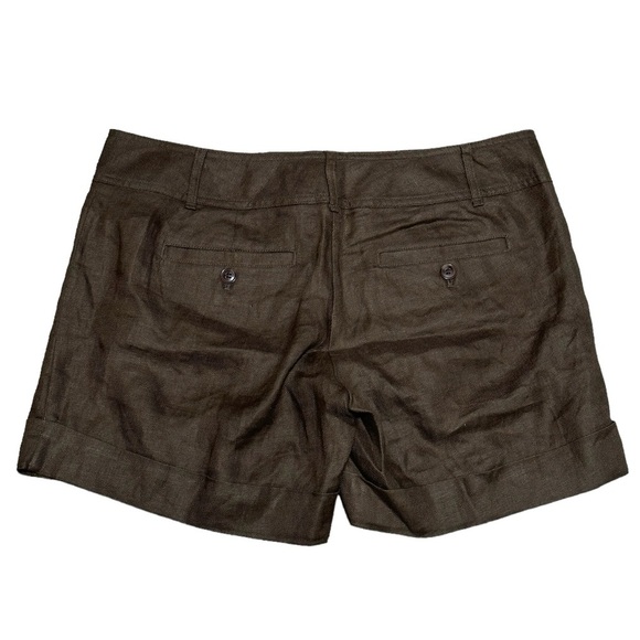 Women's The Limited 6 Small Chino Khakis Shorts Olive Green Linen Rolled Hem NWT - Picture 4 of 8